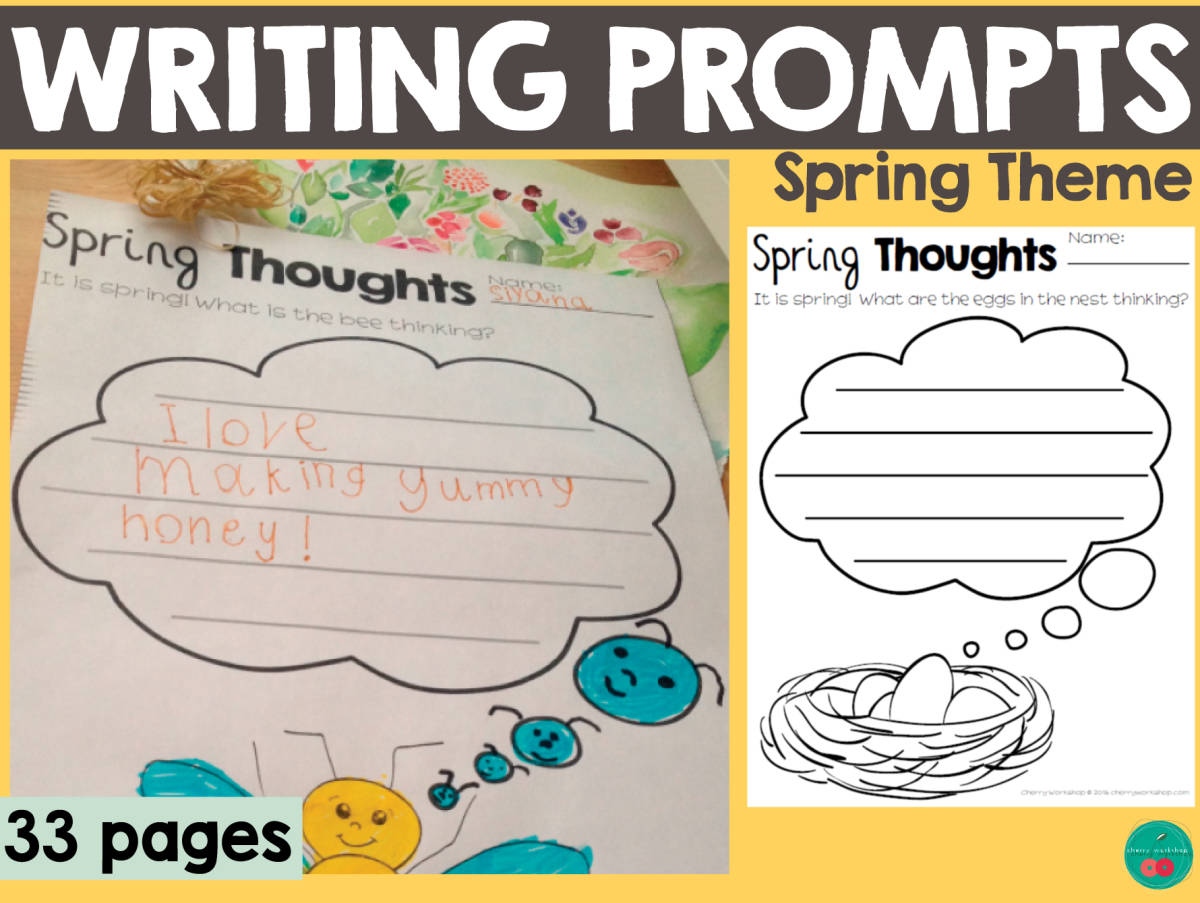 An educational teaching resource from Cherry Workshop entitled Spring Writing Prompts downloadable at Teach Simple.