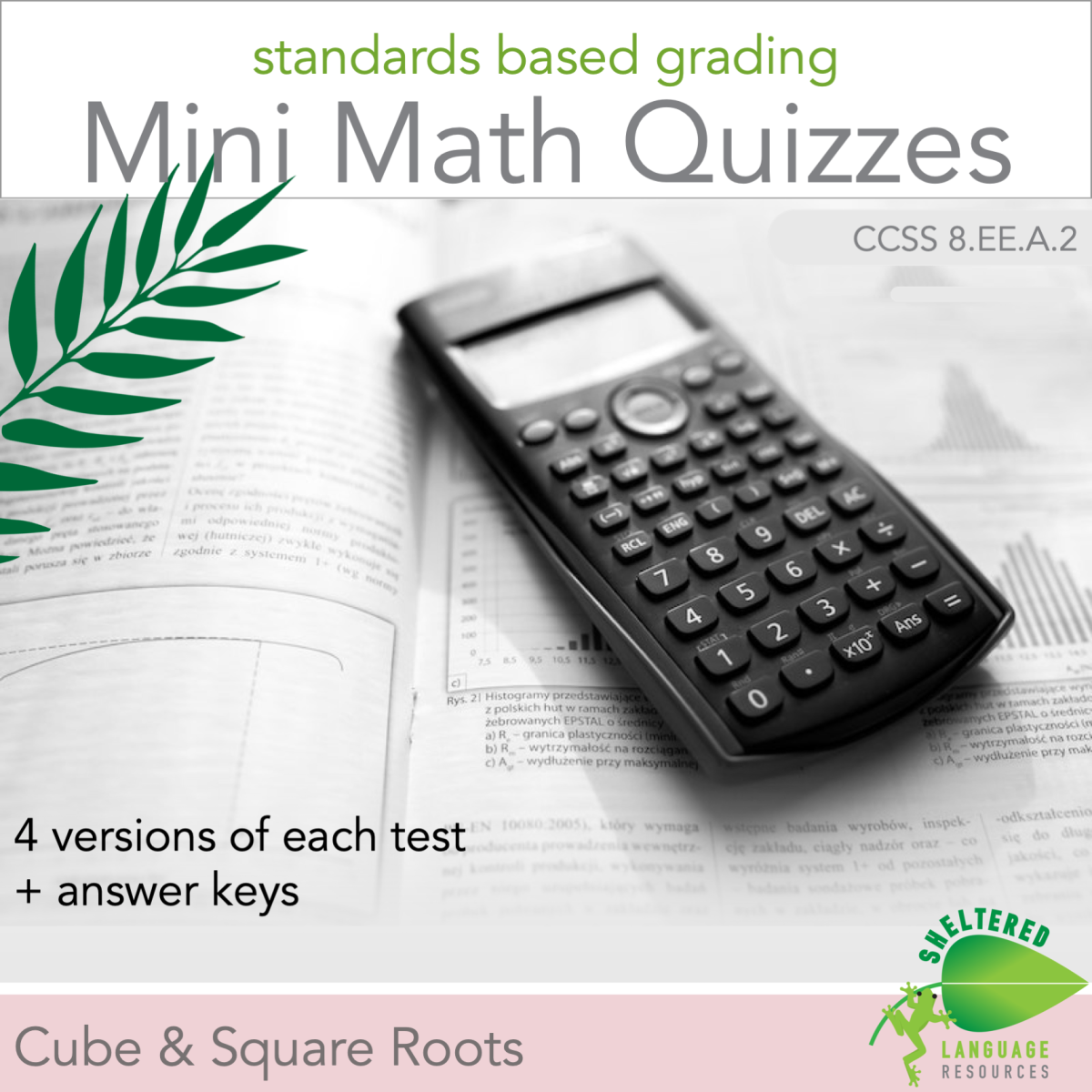 An educational teaching resource from Sheltered Language Resources entitled Square Roots and Cube Roots Quiz - Multiple Versions downloadable at Teach Simple.