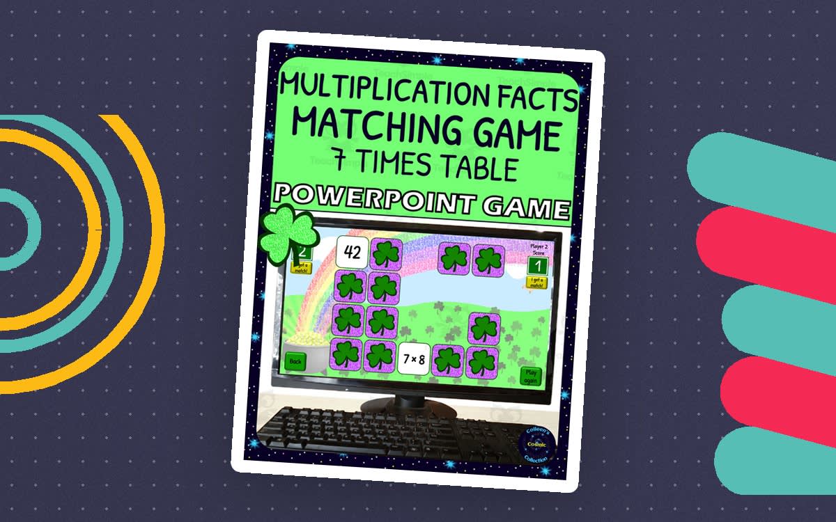 An educational teaching resource from Colleen's Cosmic Collection entitled St Patricks Day 7 Times Table Matching Game - Digital downloadable at Teach Simple.