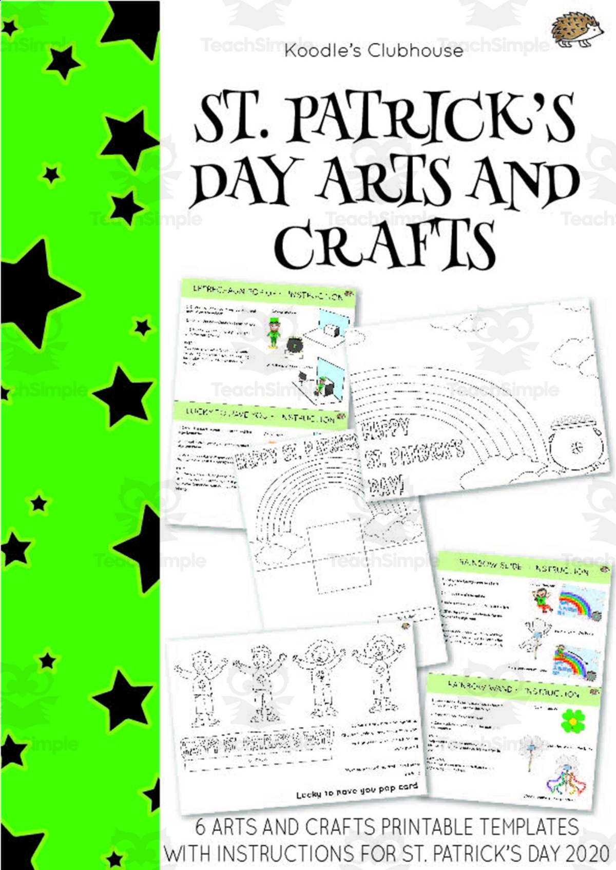 An educational teaching resource from Koodles Clubhouse entitled St. Patrick's Day Arts and Crafts downloadable at Teach Simple.