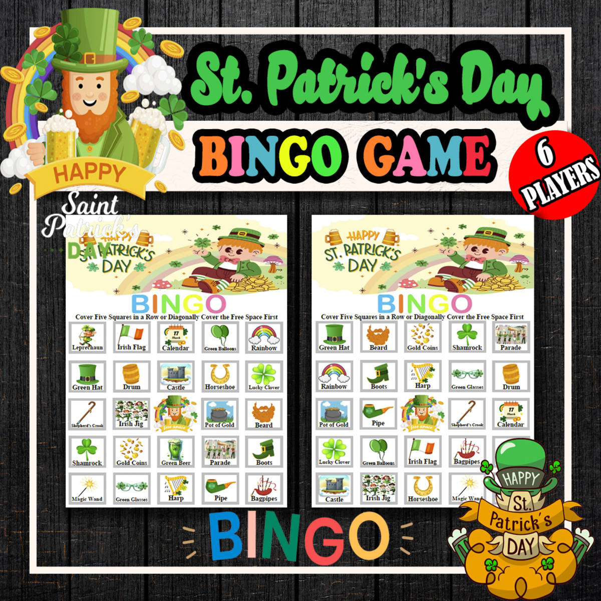An educational teaching resource from Bambolina55 entitled St. Patrick's Day Bingo: No Prep Morning Work Party Game for K-4th downloadable at Teach Simple.