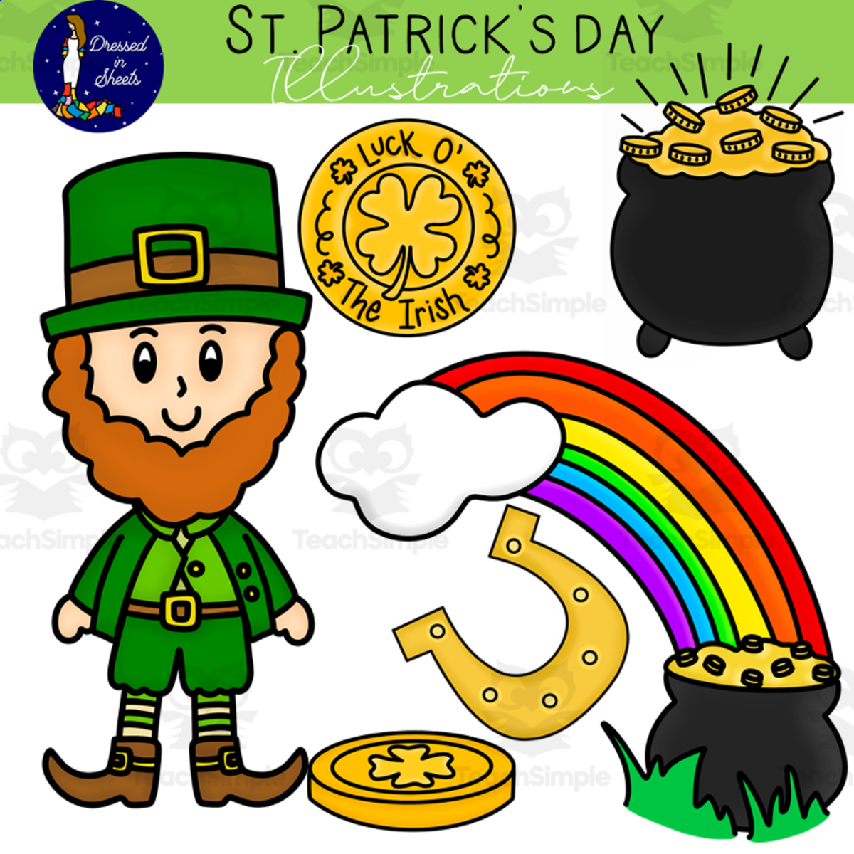 An educational teaching resource from Soumara Siddiqui entitled St. Patrick's Day Clips downloadable at Teach Simple.