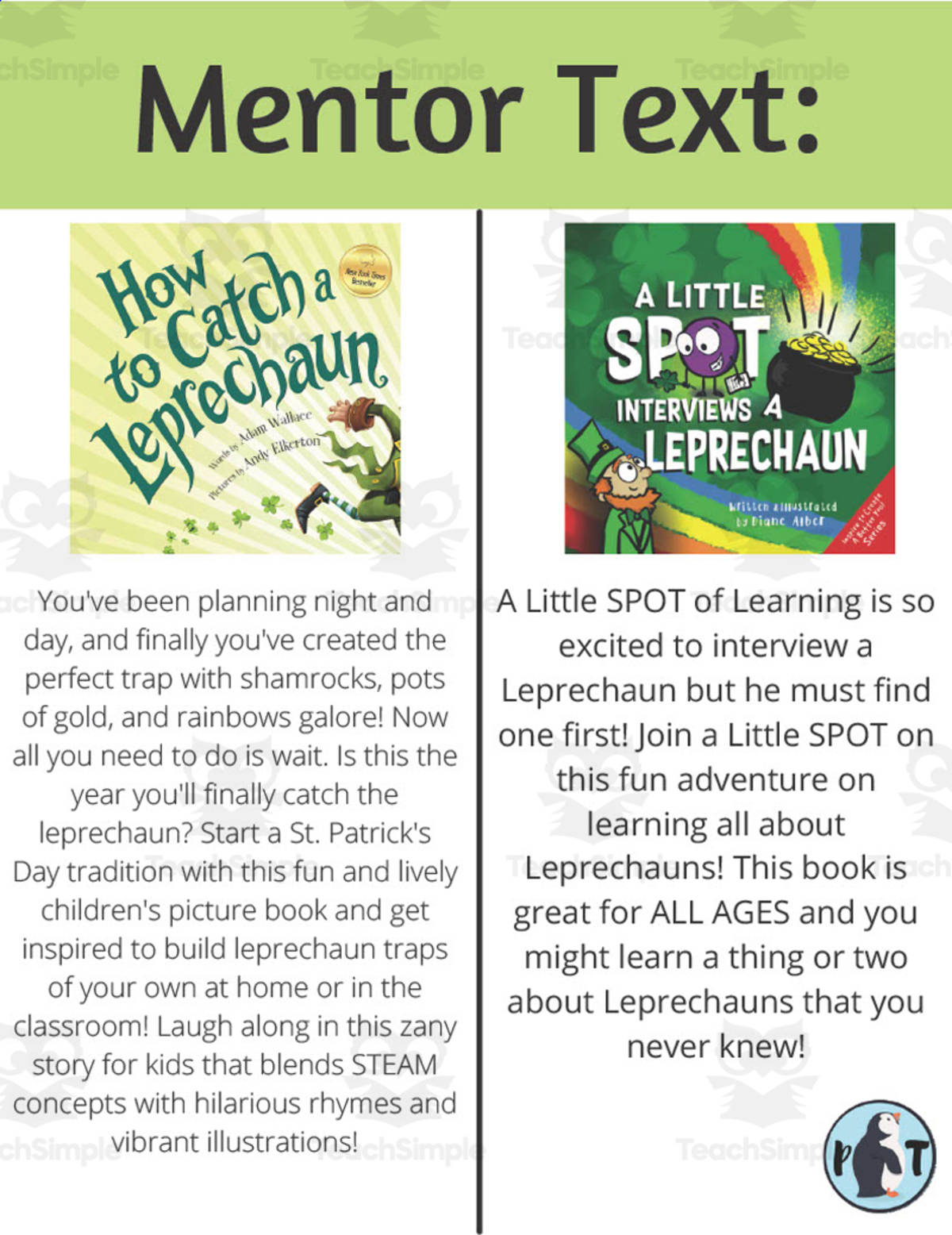 An educational teaching resource from Penguin Teacher Store entitled St. Patrick's Day I Am Lucky Activity downloadable at Teach Simple.