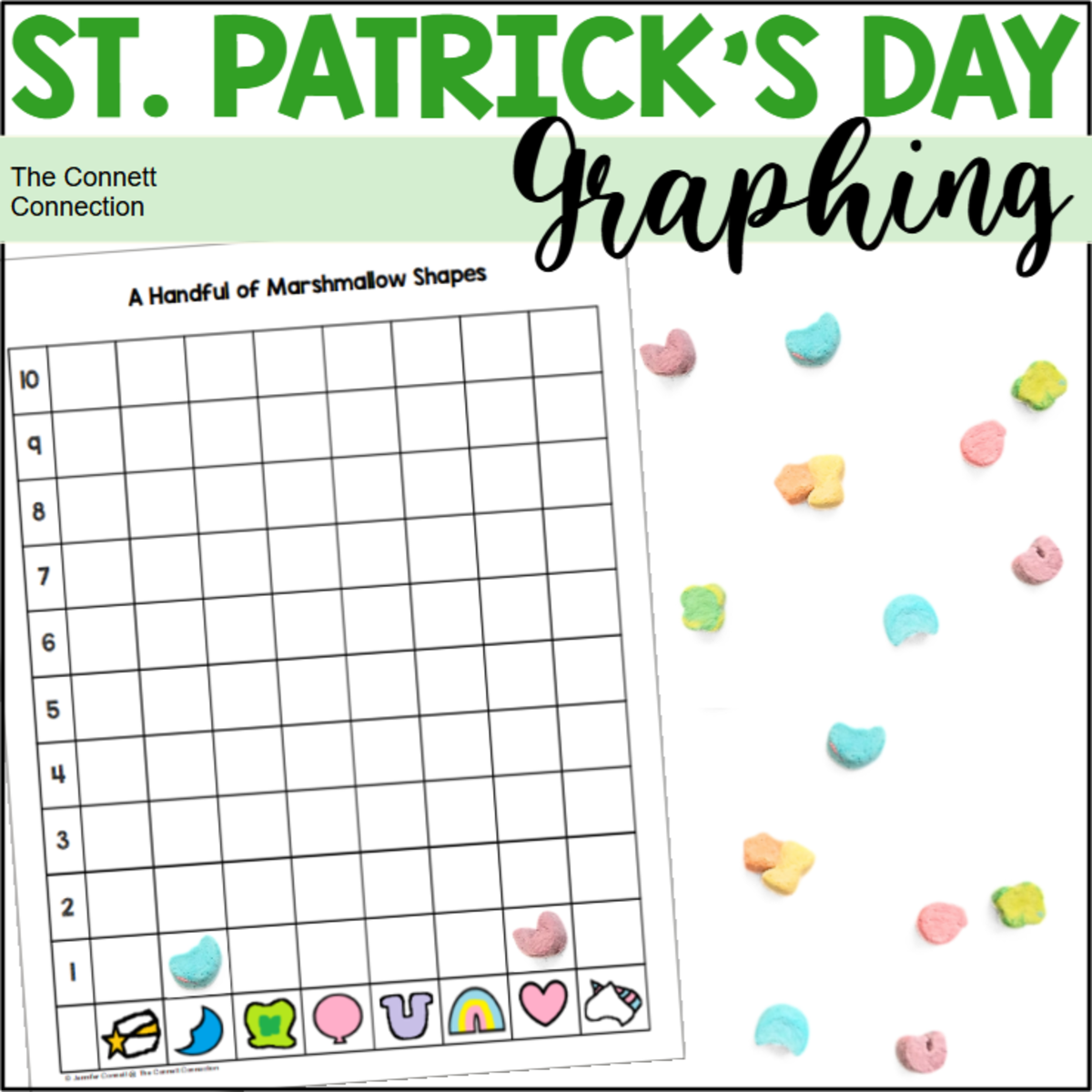 An educational teaching resource from The Connett Connection entitled St. Patrick's Day Marshmallow Graphing downloadable at Teach Simple.