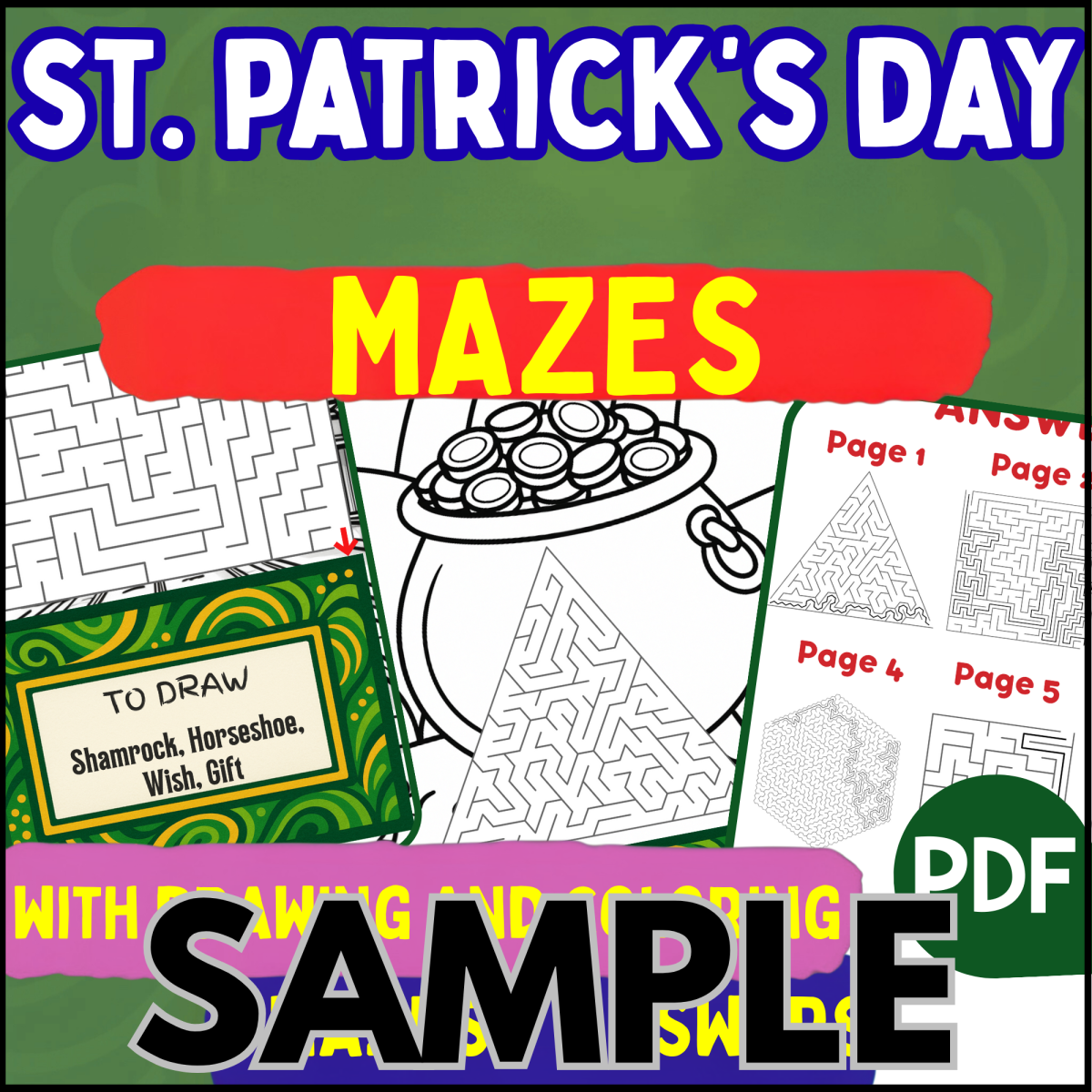 An educational teaching resource from Cored Education entitled St Patrick's Day Maze: 1 Page Sample (PDF) downloadable at Teach Simple.