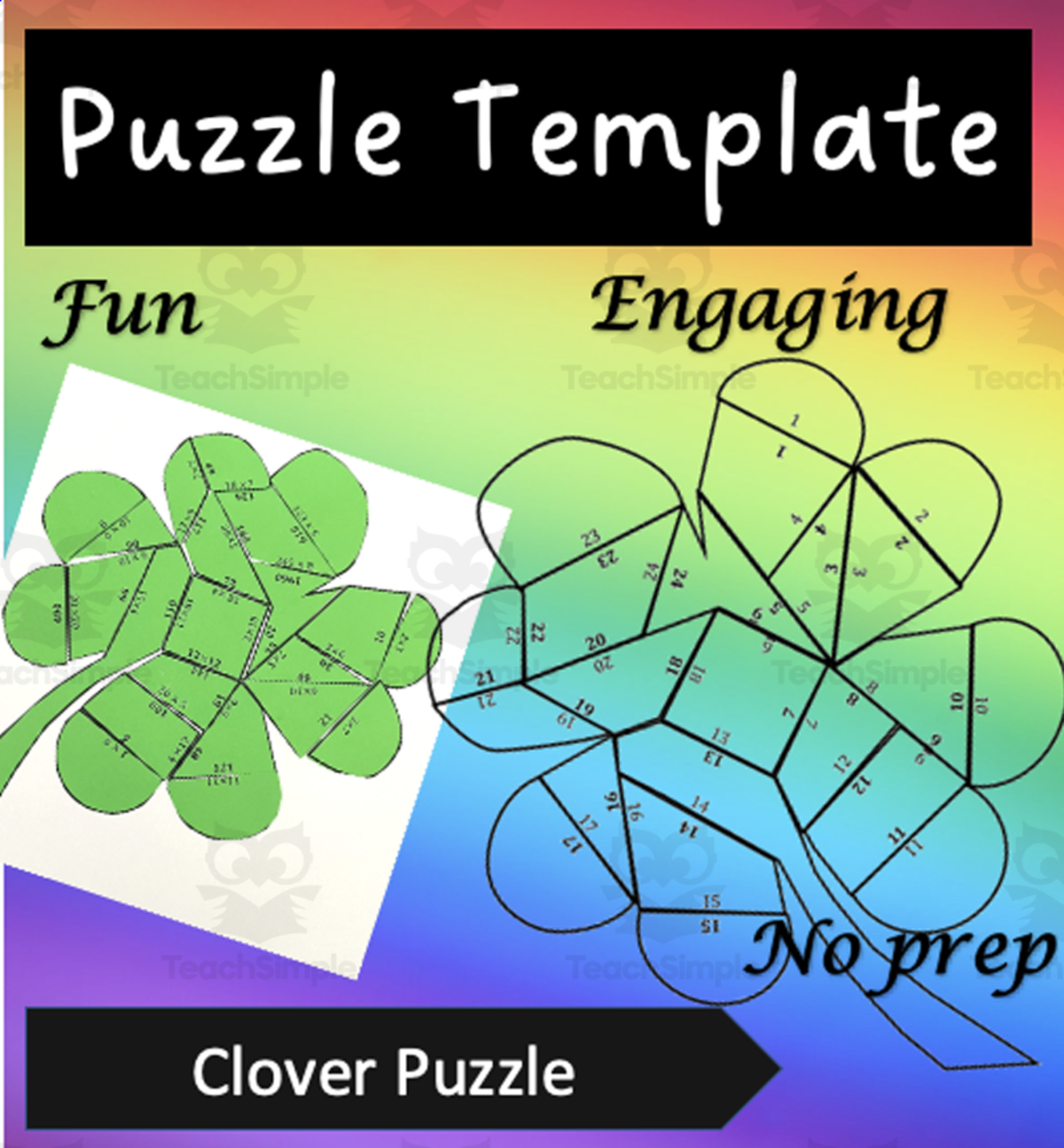 An educational teaching resource from Mrs. B Secondary Math entitled St. Patrick's Day Puzzle Template  | Make a Clover! downloadable at Teach Simple.