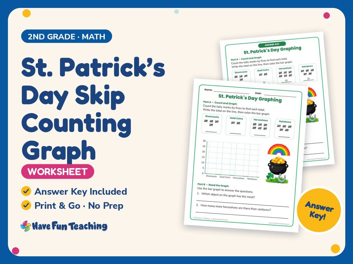 St. Patrick’s Day Skip Counting Graph Worksheet – 2nd Grade Addition preview