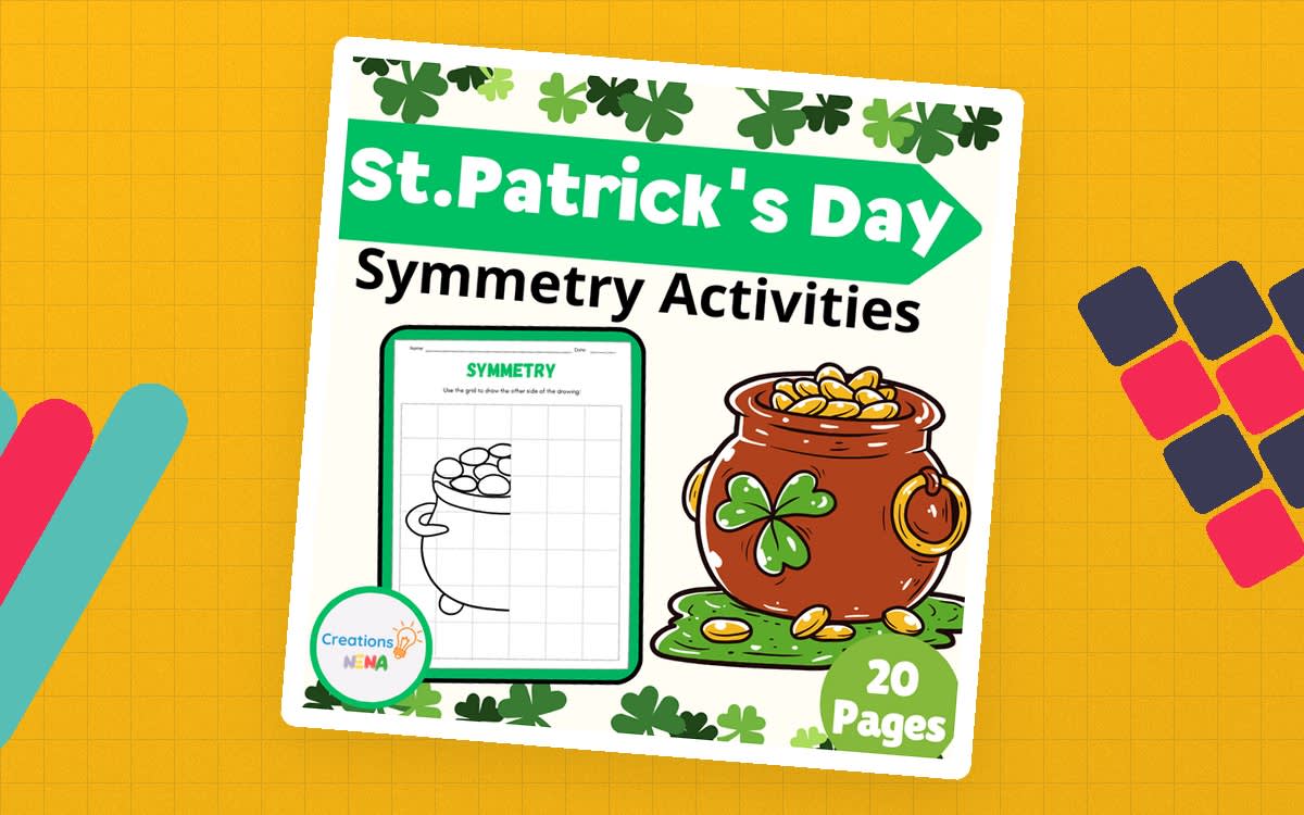 An educational teaching resource from Nena Creations entitled St. Patrick's Day Symmetry Activities downloadable at Teach Simple.