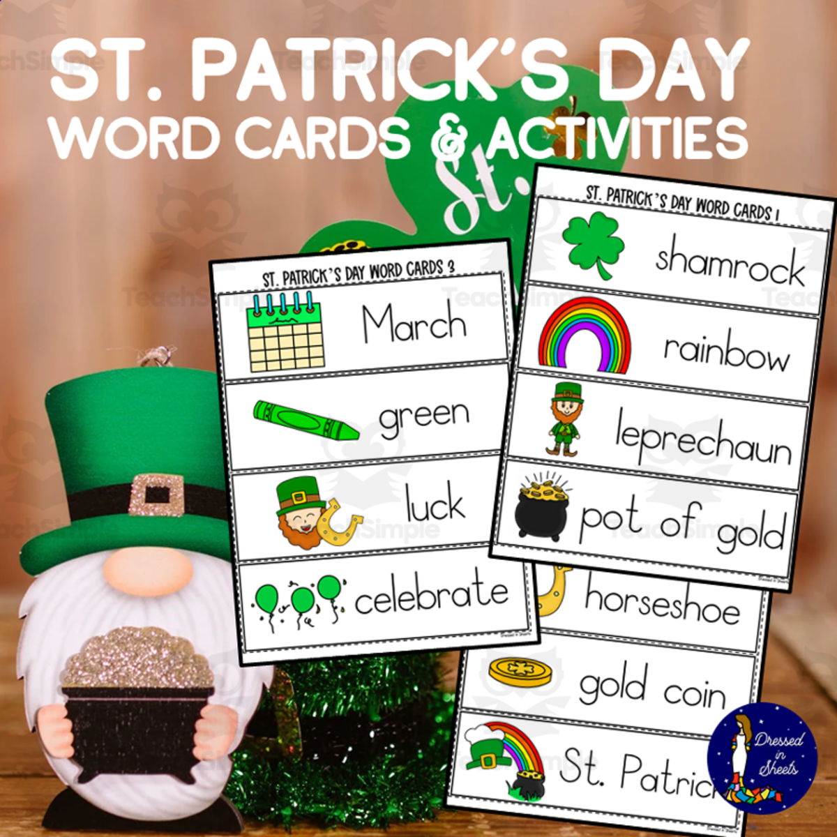 An educational teaching resource from Soumara Siddiqui entitled St. Patrick's Day Word Cards & Activities downloadable at Teach Simple.