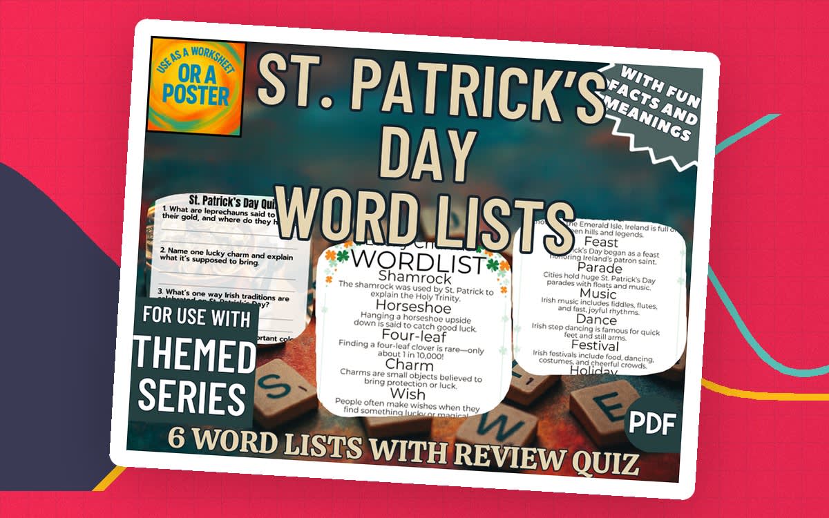 An educational teaching resource from Cored Education entitled St Patrick's Day Word List Posters (PDF) downloadable at Teach Simple.