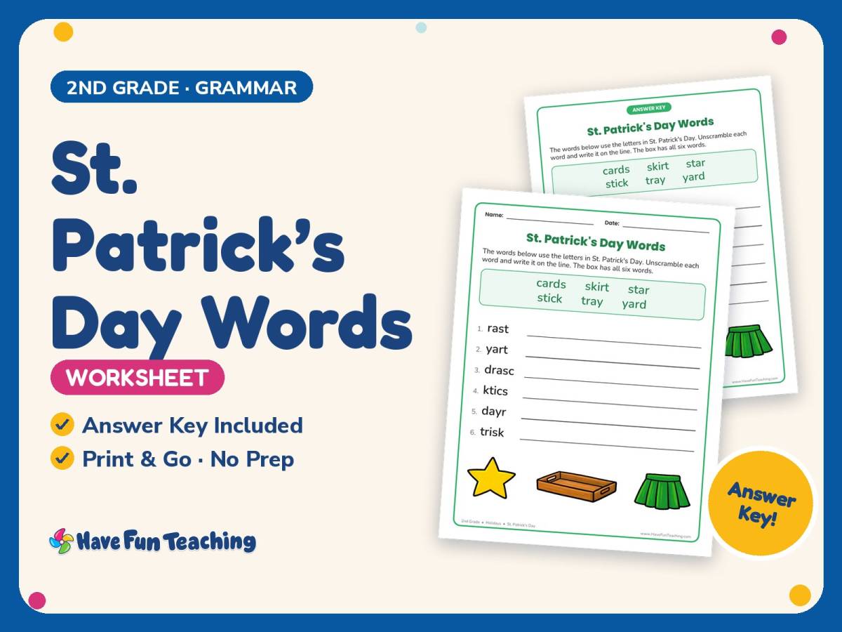 St. Patrick’s Day Words Worksheet – 2nd Grade St Patrick’s Day preview