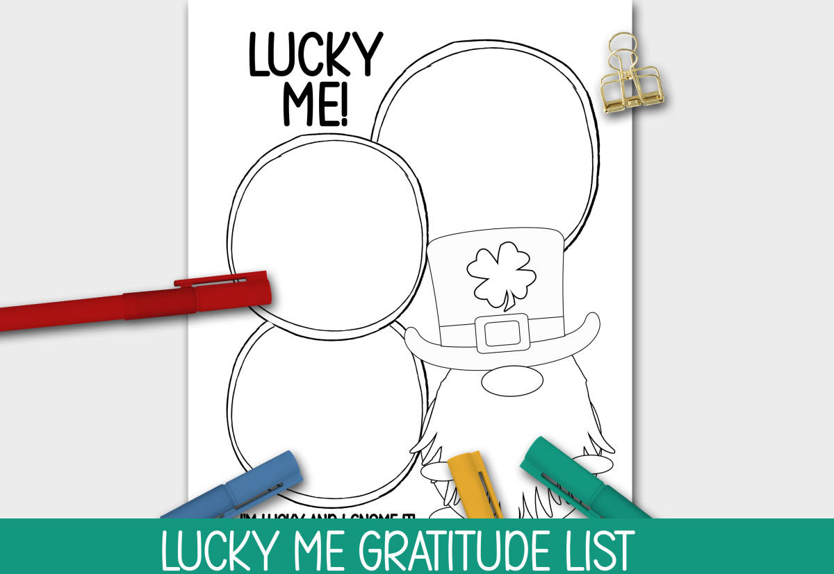 An educational teaching resource from Forever June Digital Design entitled ST. PATRICK'S DAY WRITING ACTIVITY, LUCKY ME LEPRECHAUN COLORING PAGE downloadable at Teach Simple.