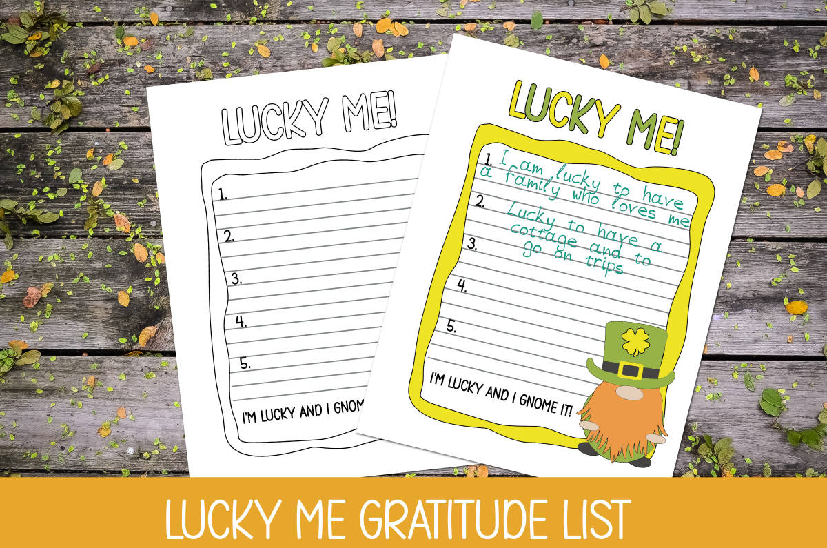 An educational teaching resource from Forever June Digital Design entitled St. Patrick's Day Writing – Lucky Me Gratitude List downloadable at Teach Simple.