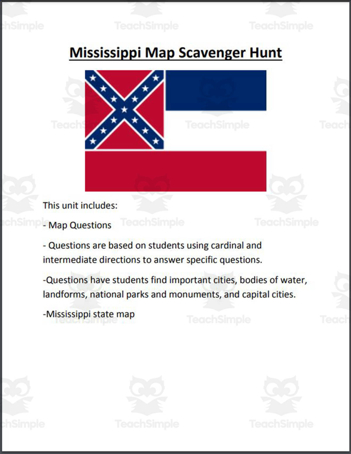 An educational teaching resource from Mr. Matthews Teacher Store entitled State of Mississippi Lesson Plan Bundle downloadable at Teach Simple.