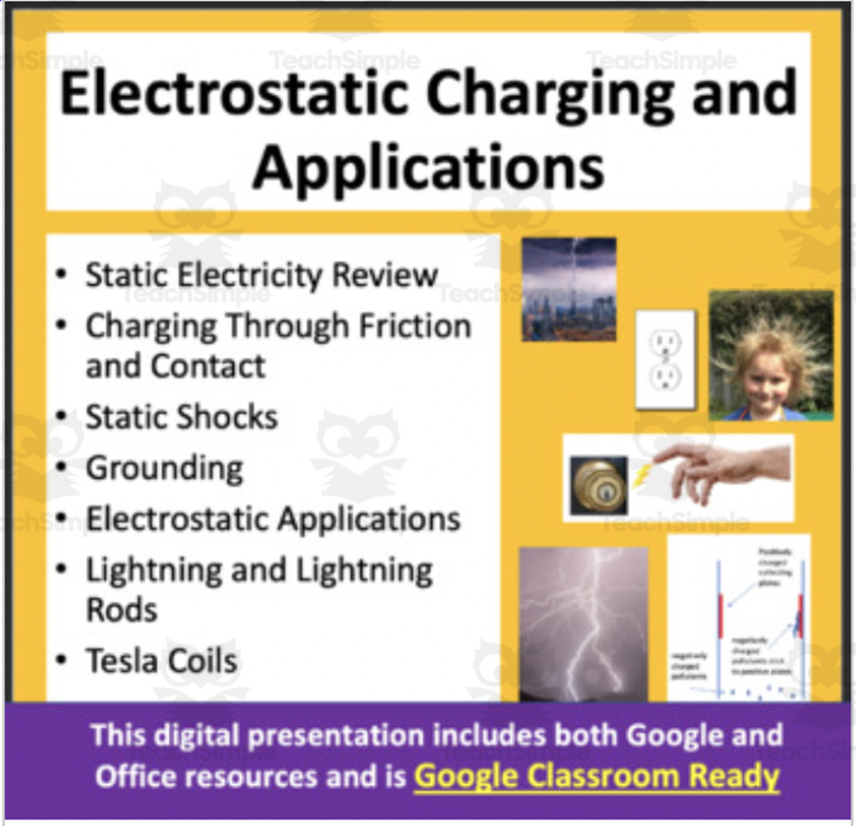 An educational teaching resource from Teach With Fergy entitled Static Electricity: Electrostatic Charging and Applications downloadable at Teach Simple.