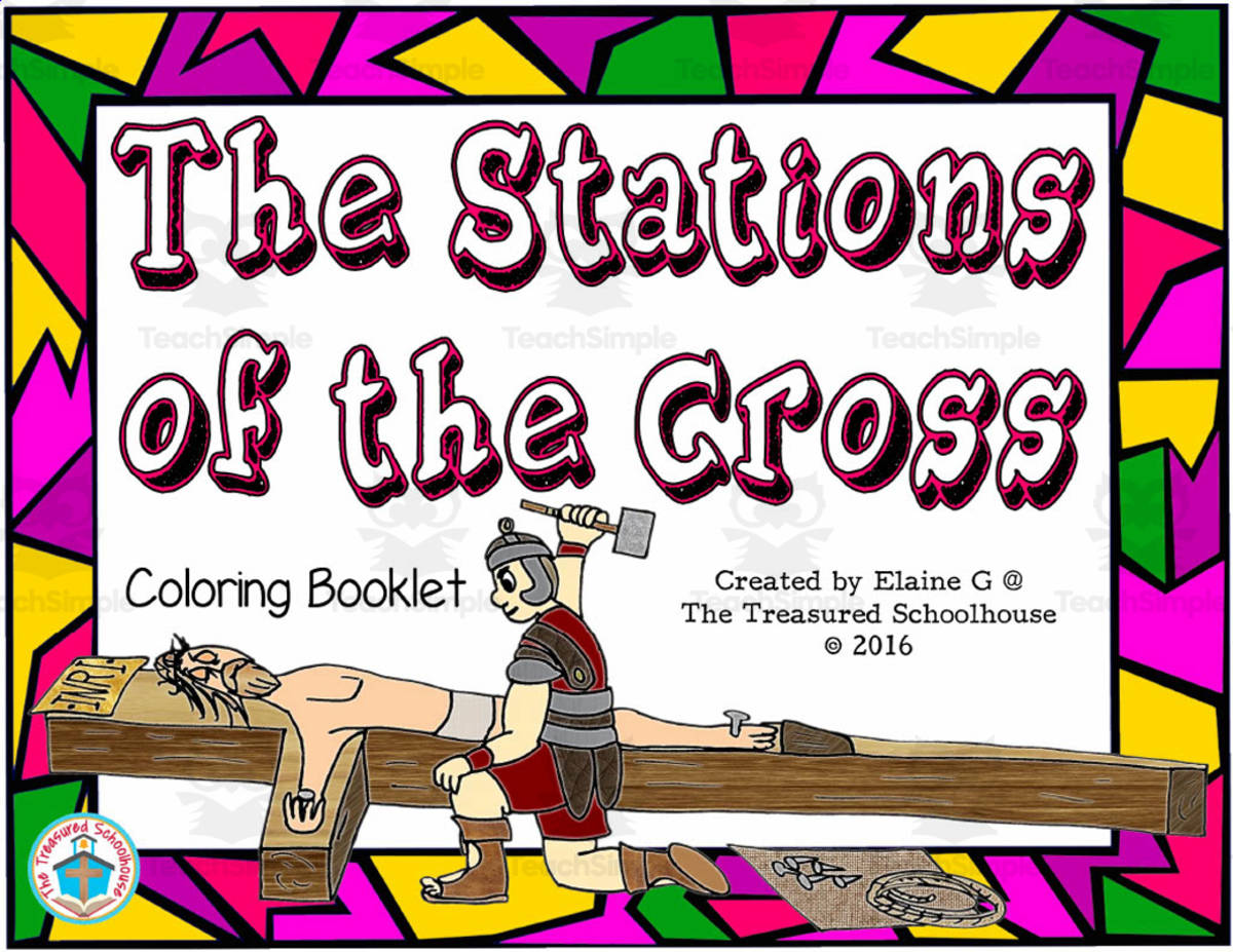 An educational teaching resource from The Treasured Schoolhouse entitled Stations of the Cross Coloring Booklet downloadable at Teach Simple.