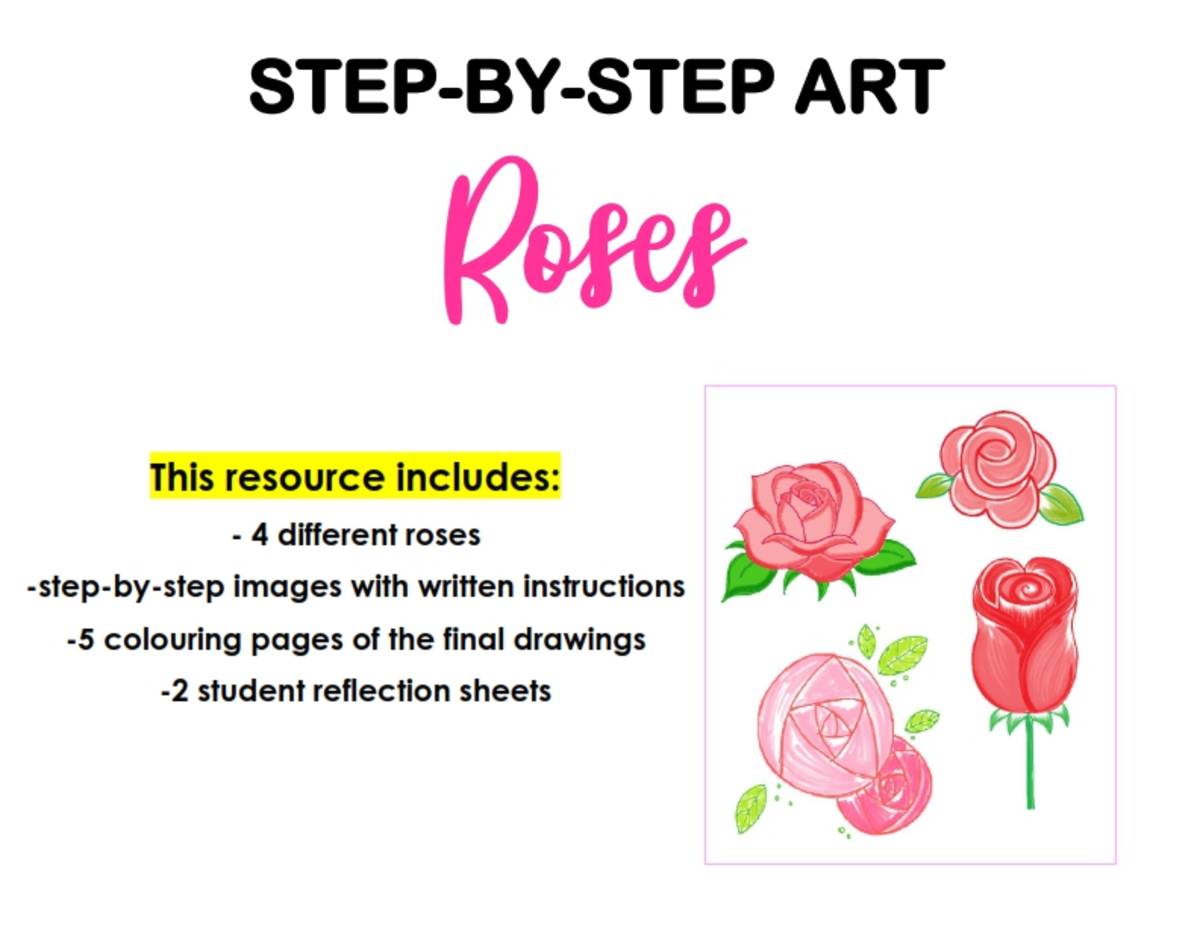 An educational teaching resource from Brave Education entitled Step-By-Step Art: Roses downloadable at Teach Simple.