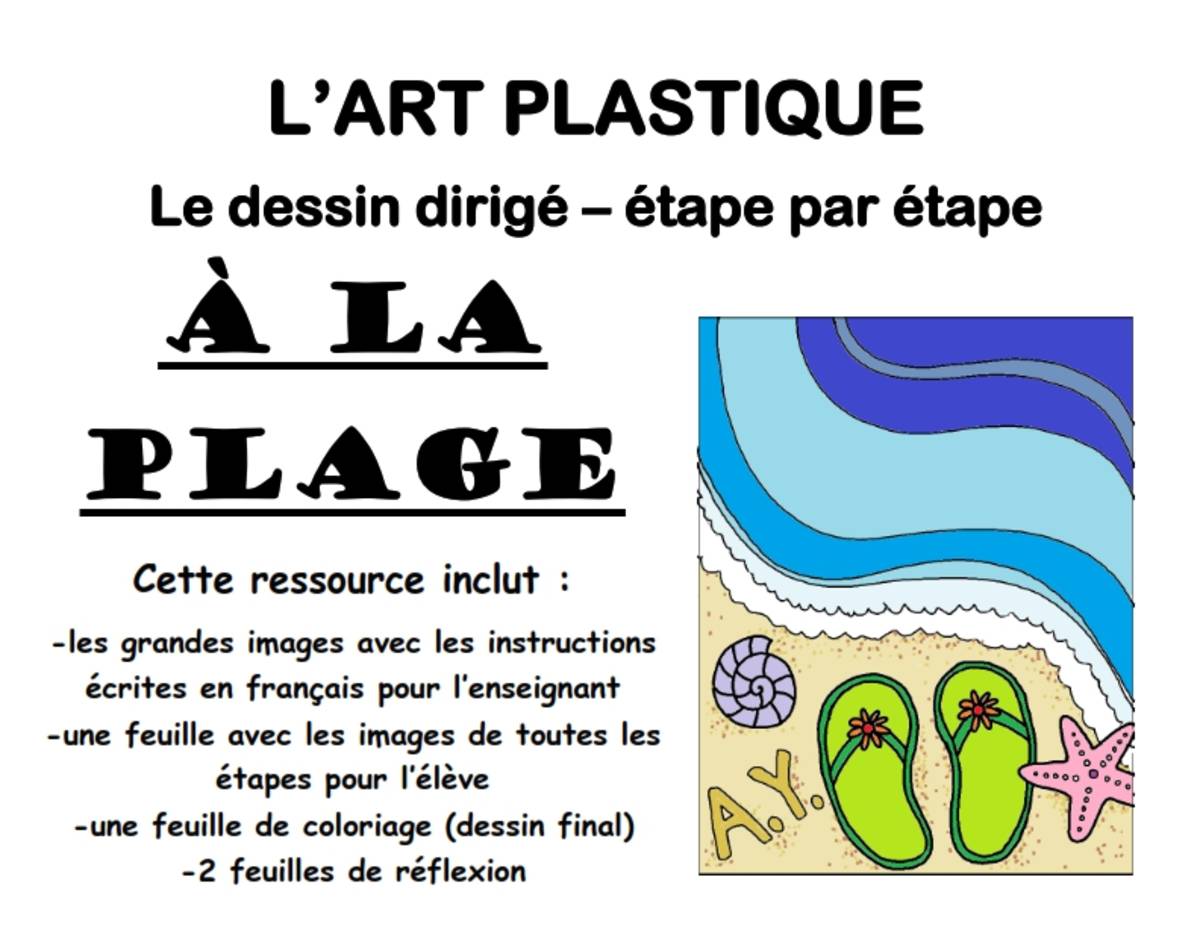 An educational teaching resource from Brave Education entitled Step-By-Step Art: Summer Beach (French Version) downloadable at Teach Simple.