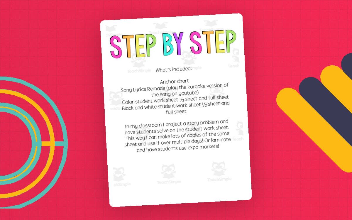 An educational teaching resource from Rebecca Hurd entitled Step by Step Word Problems downloadable at Teach Simple.