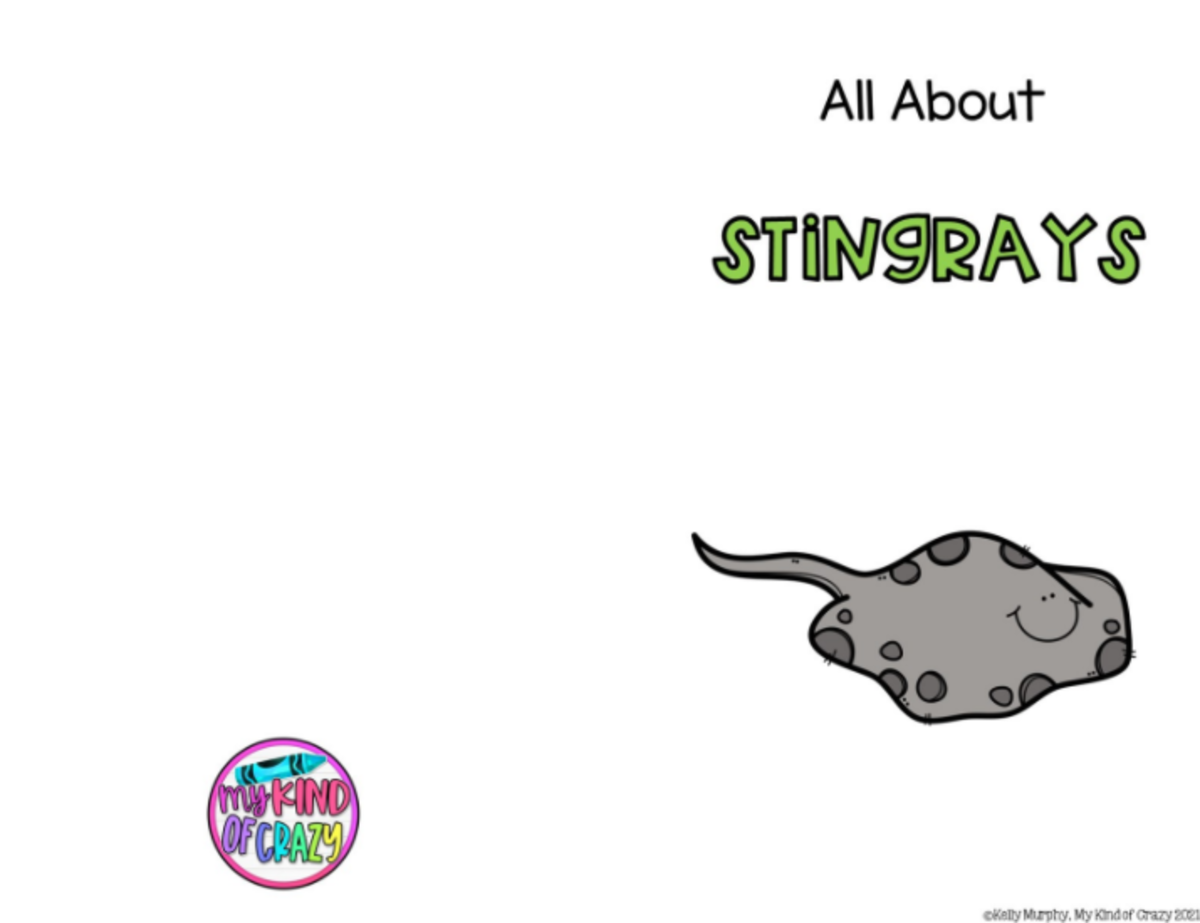 An educational teaching resource from My Kind of Crazy entitled Stingray Adapted Book, Printable, Color and BW, Special Ed downloadable at Teach Simple.