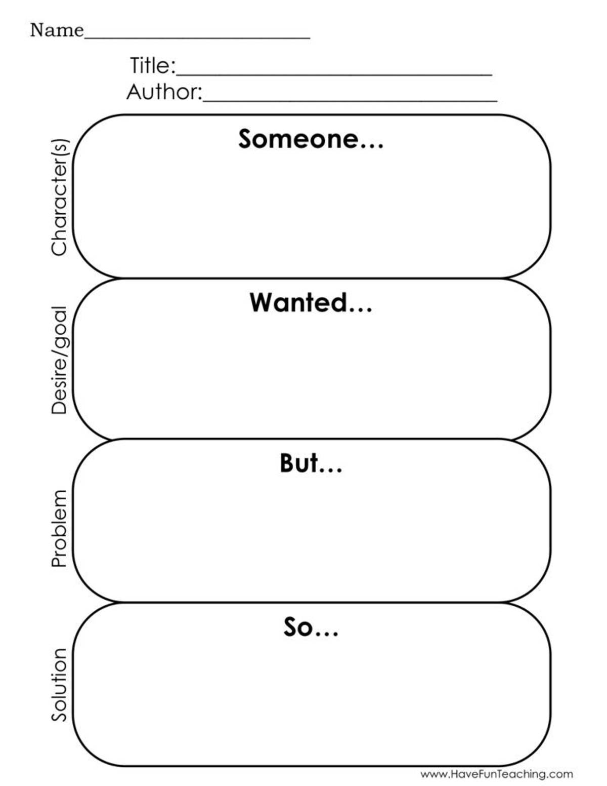 An educational teaching resource from Have Fun Teaching entitled Story Elements Reading Graphic Organizer Worksheet downloadable at Teach Simple.