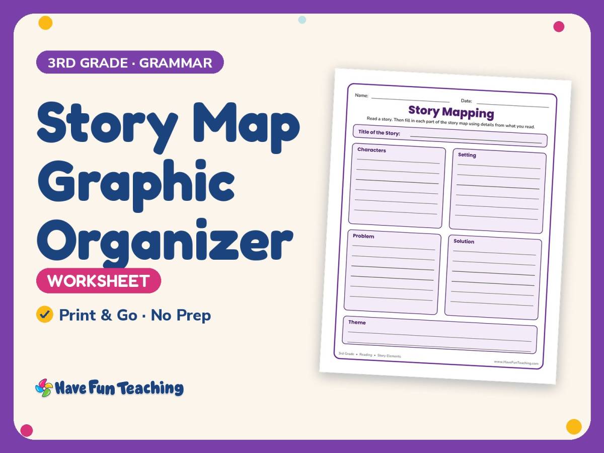 Story Elements Worksheet: Story Map Graphic Organizer – 3rd Grade preview