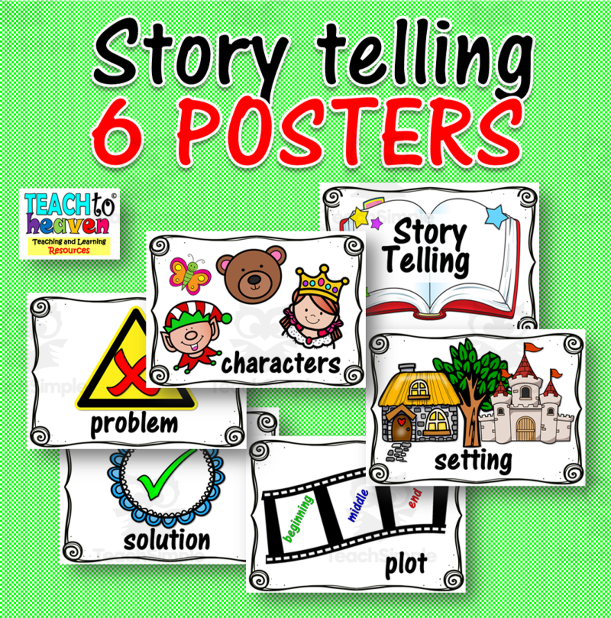 An educational teaching resource from Teach To Heaven, Reoulita.com entitled Story Telling (6 A4 Posters) downloadable at Teach Simple.