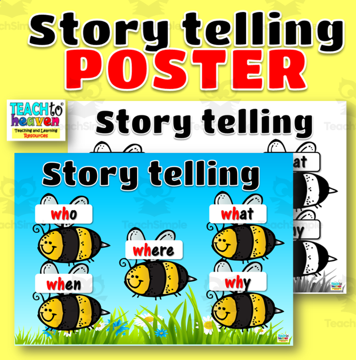 An educational teaching resource from Teach To Heaven,  Reoulita.com entitled Story Telling Poster downloadable at Teach Simple.