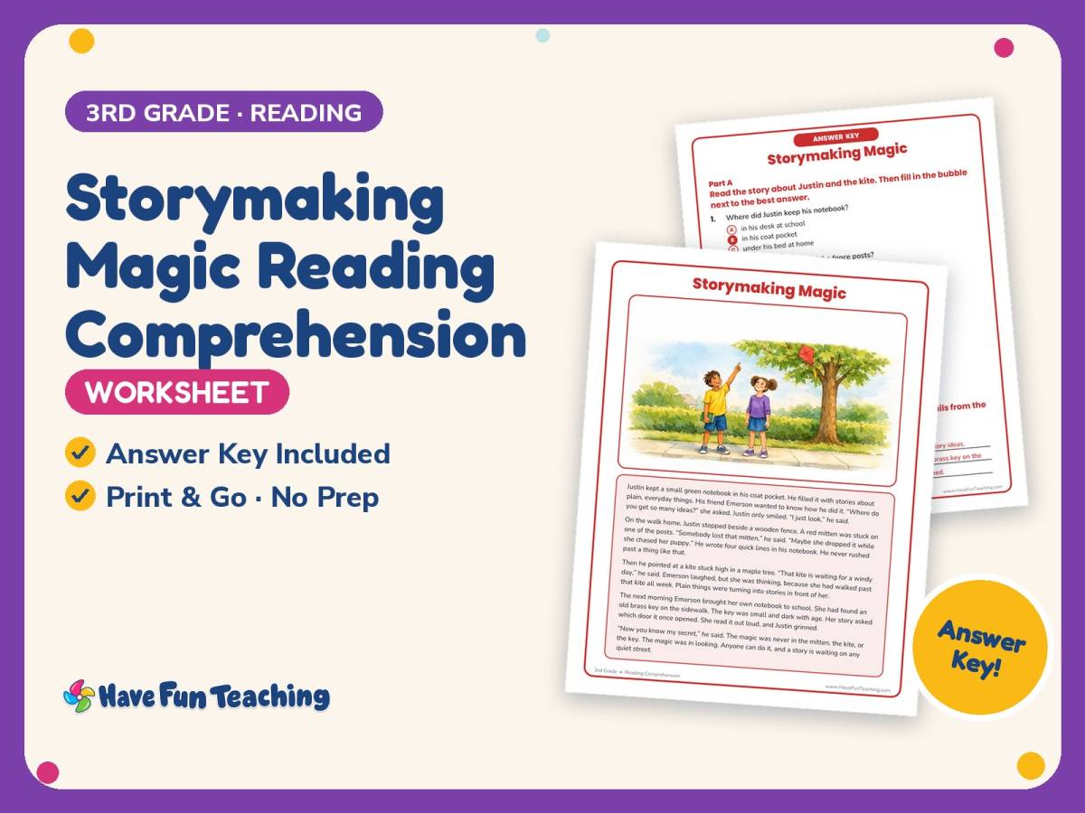 Storymaking Magic Reading Comprehension Worksheet – 3rd Grade Practice preview