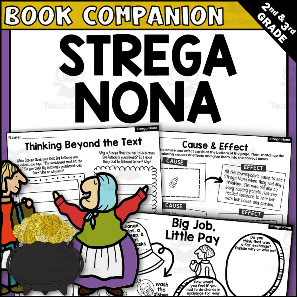 An educational teaching resource from Creatively Gifted entitled Strega Nona Read Aloud Book Companion downloadable at Teach Simple.