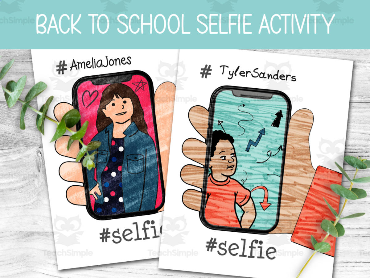 An educational teaching resource from Forever June Digital Design entitled Student Self Portrait, Back to School Selfie, End f Year Coloring Page downloadable at Teach Simple.