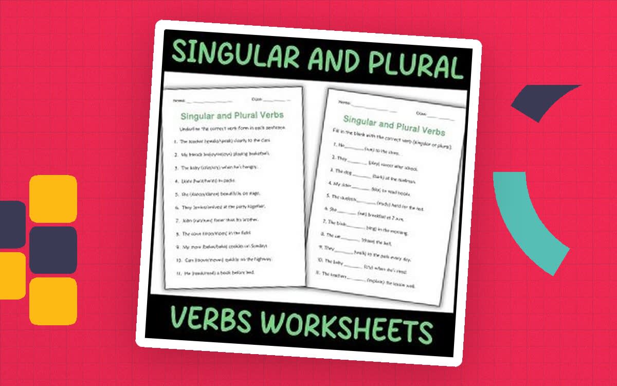 An educational teaching resource from Clever Crafters entitled Subject Singular and Plural Verbs Grammar Worksheet for Grade 1 downloadable at Teach Simple.