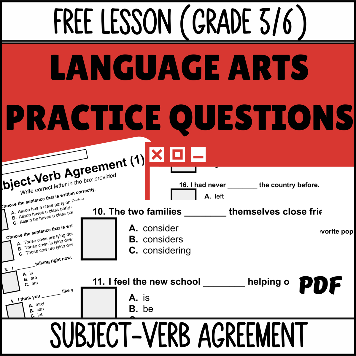 An educational teaching resource from Cored Education entitled Subject-Verb Agreement Sample Lesson - Grammar Grade 5-6 (PDF) downloadable at Teach Simple.