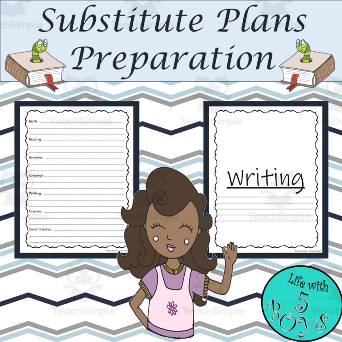 An educational teaching resource from Life with 5 Boys entitled Substitute Plans Preparation downloadable at Teach Simple.