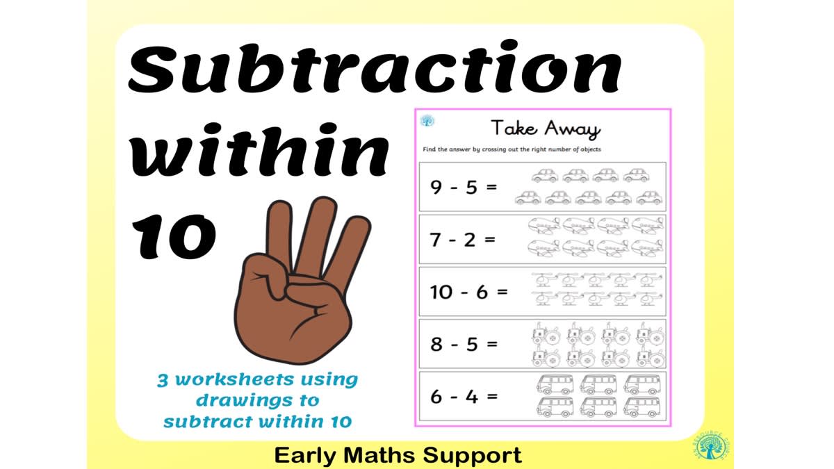 An educational teaching resource from SEN Resource Source entitled Subtraction Within 10 downloadable at Teach Simple.