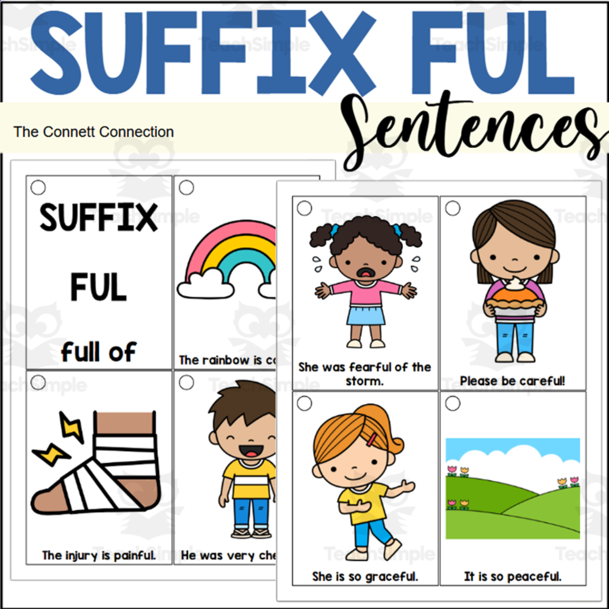 An educational teaching resource from The Connett Connection entitled Suffix FUL Sentence Reading Rings downloadable at Teach Simple.