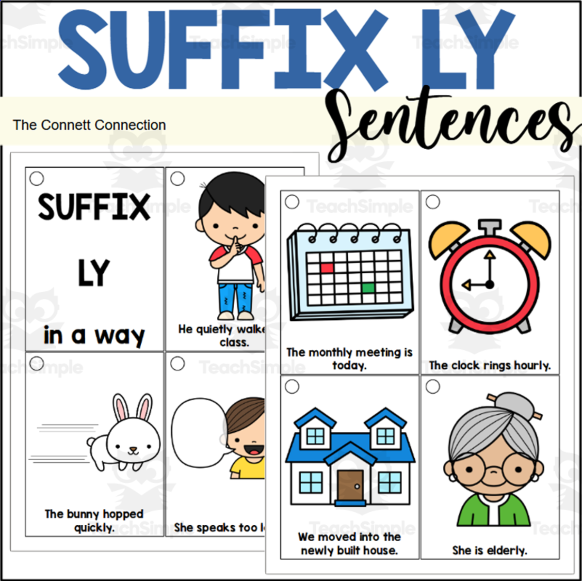 An educational teaching resource from The Connett Connection entitled Suffix LY Sentence Reading Rings downloadable at Teach Simple.