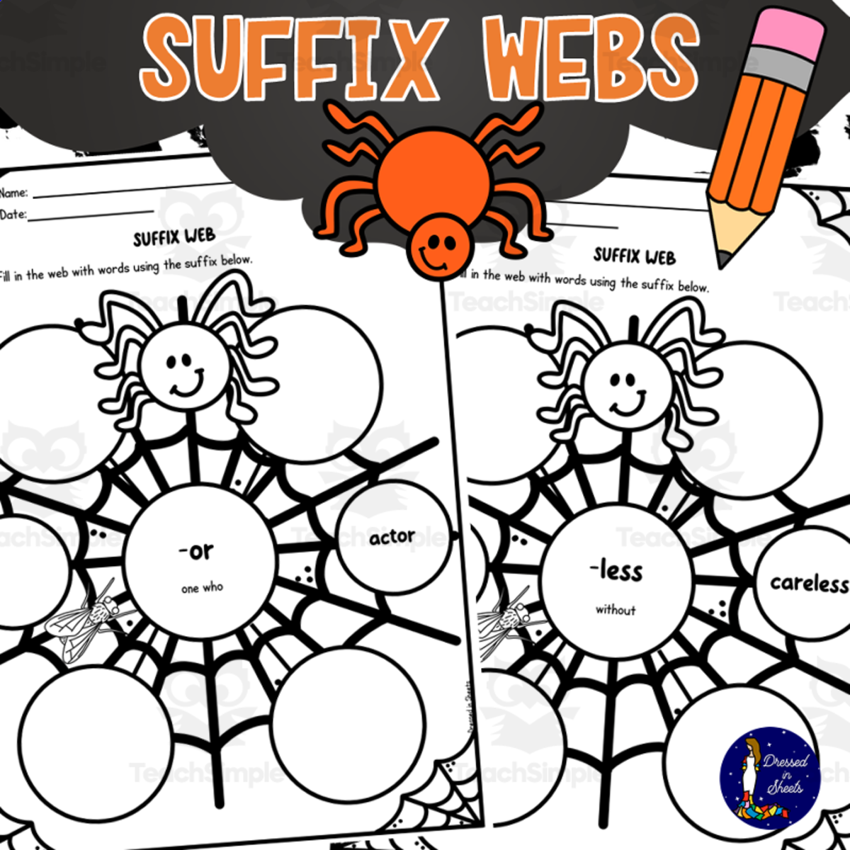 An educational teaching resource from Soumara Siddiqui entitled Suffix Webs downloadable at Teach Simple.