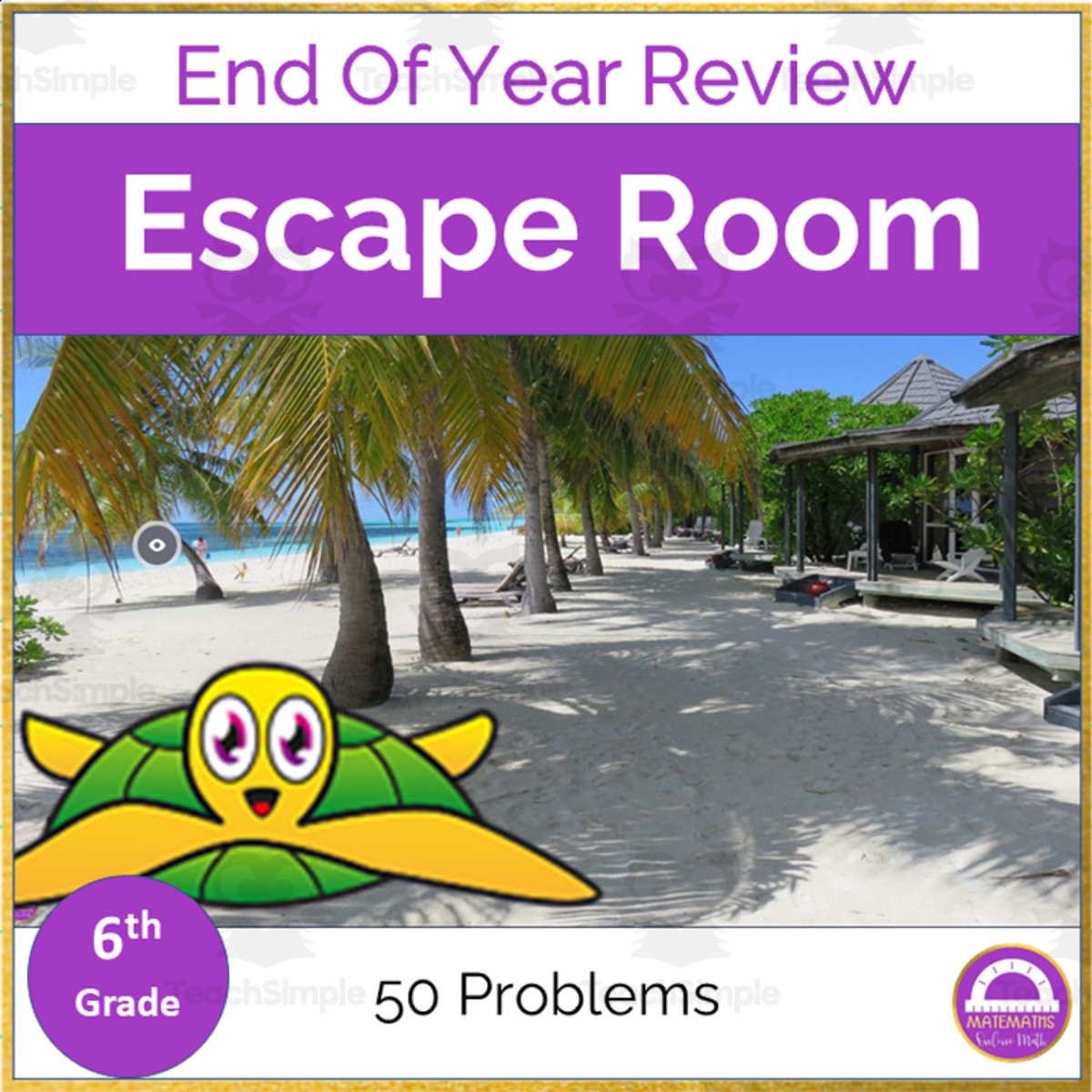 An educational teaching resource from Matemaths entitled Summer 6th Grade Math Review | Digital Escape Room downloadable at Teach Simple.
