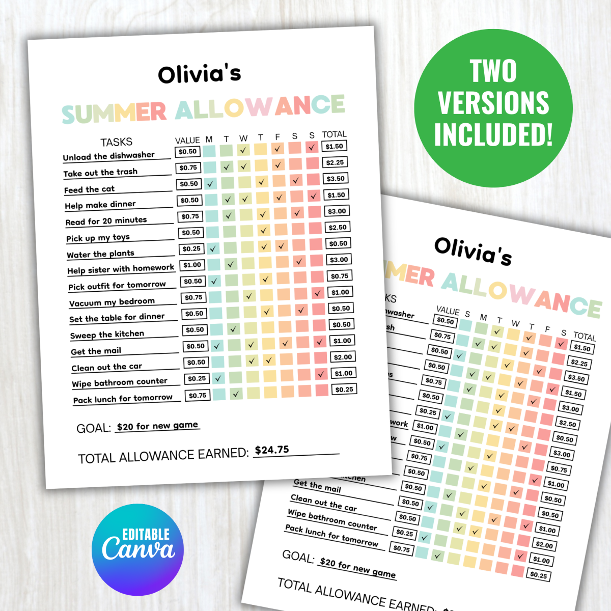 An educational teaching resource from screenzro entitled Summer Chore Allowance Tracker | Earn Money Chart | Summer Activities downloadable at Teach Simple.