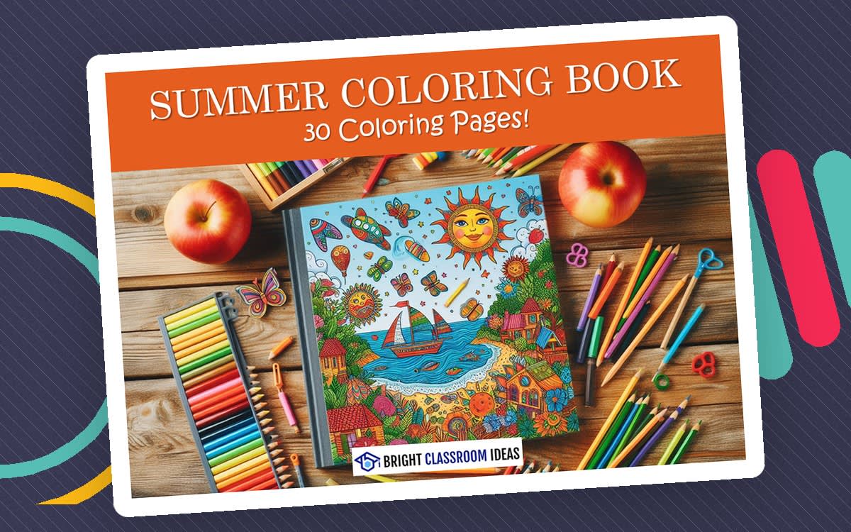 An educational teaching resource from Bright Classroom Ideas Marketplace entitled Summer Coloring Book - 30 Coloring Pages! downloadable at Teach Simple.