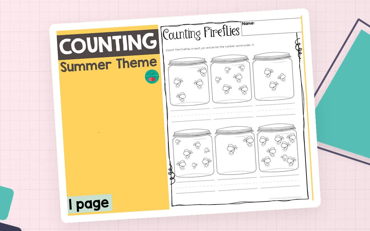 An educational teaching resource from Cherry Workshop entitled Summer Counting downloadable at Teach Simple.