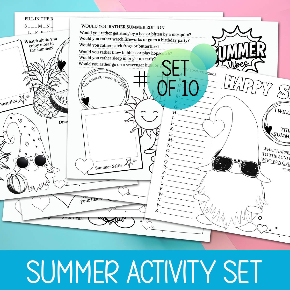 An educational teaching resource from Forever June Digital Design entitled Summer Games Coloring Activities, Writing & Drawing Prompts downloadable at Teach Simple.