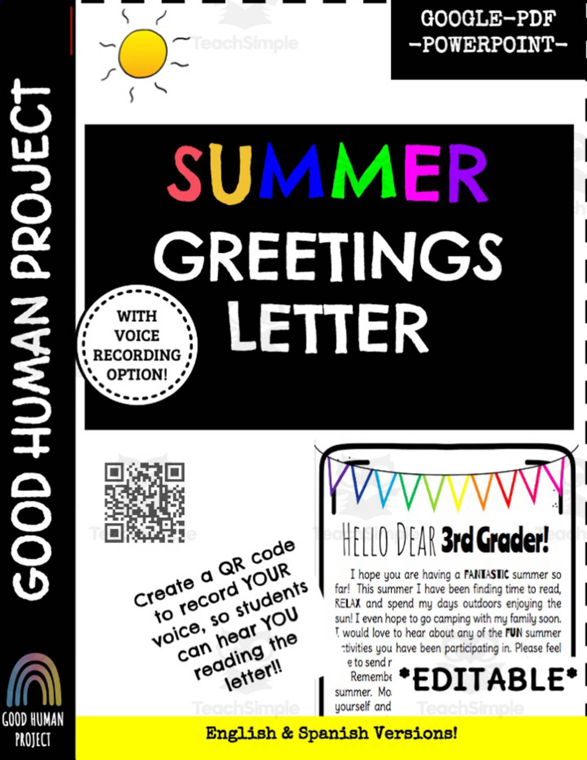 An educational teaching resource from Good Human Project entitled Summer Greetings Letter downloadable at Teach Simple.