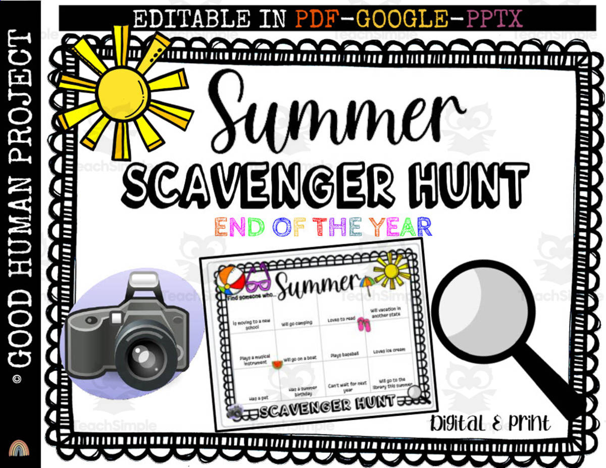 An educational teaching resource from Good Human Project entitled Summer Scavenger Hunt | End of the Year Activity downloadable at Teach Simple.