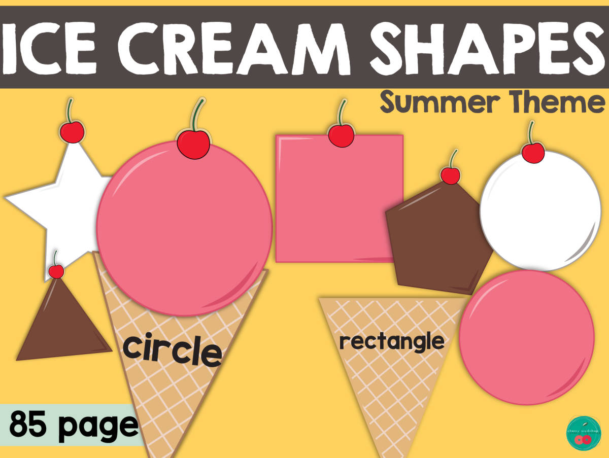 An educational teaching resource from Cherry Workshop entitled Summer Shapes Ice Cream Match downloadable at Teach Simple.