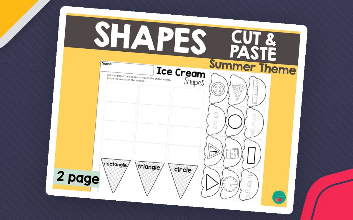 An educational teaching resource from Cherry Workshop entitled Summer Shapes downloadable at Teach Simple.