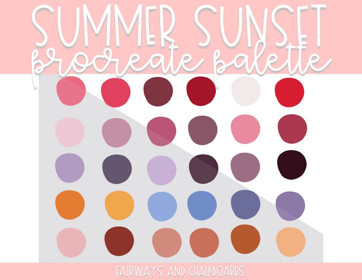 An educational teaching resource from Fairways and Chalkboards entitled Summer Sunset Procreate Color Palette downloadable at Teach Simple.