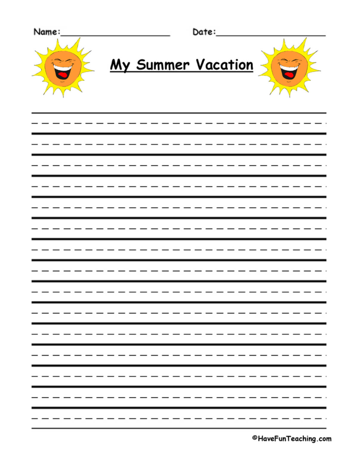 An educational teaching resource from Have Fun Teaching entitled Summer Vacation Letter Worksheet downloadable at Teach Simple.