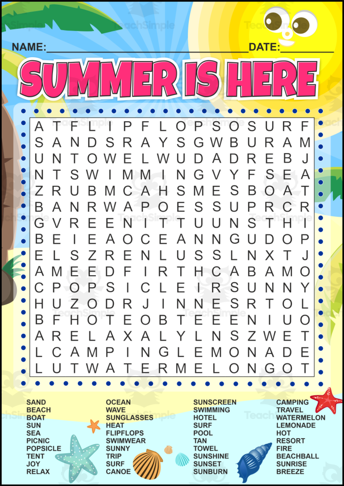Summer Word Search Puzzle – End-of-Year Activity & Summer Vacation Fun preview